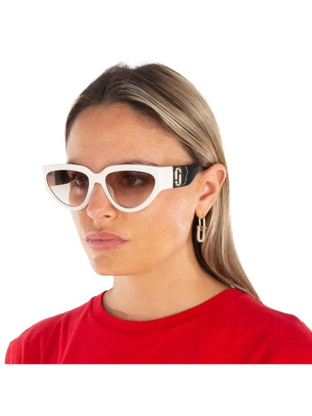Marc Jacobs MARC 645/S 0CCP HA Sunglasses White Cat Eye Frame, Brown Lenses